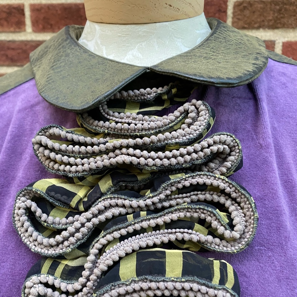 Nuvula Purple Velvet Funky Tunic Leather Button Back Top Size S - Picture 3 of 6